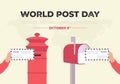 World post day background with letter and red box