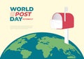 World post day background with red box on earth