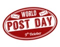 World post day grunge rubber stamp