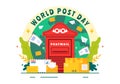 World Post Day Vector Illustration on October 9, Featuring a Red Mailbox Accepting Mail, Letters, and Parcels in a Flat Style Royalty Free Stock Photo