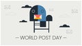 World Post Day Vector Illustration on October 9, Featuring a Red Mailbox Accepting Mail, Letters, and Parcels in a Flat Style Royalty Free Stock Photo
