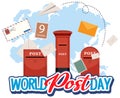 World Post Day word banner on world map