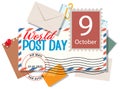 World post day word on envelope with stamp