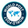 world post stamp on white