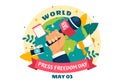 World Press Freedom Day Vector Illustration on May 3 with News Microphones and Newspaper to Right to Speak in Flat Cartoon