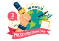 World Press Freedom Day Vector Illustration on May 3 with News Microphones and Newspaper to Right to Speak in Flat Cartoon