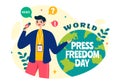 World Press Freedom Day Vector Illustration on May 3 with News Microphones and Newspaper to Right to Speak in Flat Cartoon