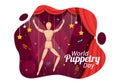 World Puppetry Day Vector Illustration on March 21 for Puppet Festivals which is moved by the Fingers Hands in Flat Kids Cartoon