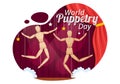 World Puppetry Day Vector Illustration on March 21 for Puppet Festivals which is moved by the Fingers Hands in Flat Kids Cartoon