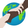 World Racial Equality. Unity, Alliance, Team, Partner Concept. Holding Hands Showing Unity. Relationship Icon. Vector illustration Royalty Free Stock Photo