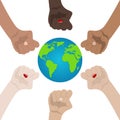World Racial and Gender Equality. Unity, Alliance, Team, Partner Concept. Holding Hands Showing Unity. Relationship Icon. Vector Royalty Free Stock Photo