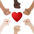 World Racial and Gender Equality. Unity, Alliance, Team, Partner Concept. Holding Hands Showing Unity. Relationship Icon. Vector Royalty Free Stock Photo