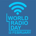 world radio day communication design concept february blue vector illustration