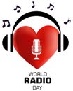 World radio day, 3d heart logo concept vector illustration