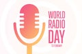 World Radio Day. 13 February. Holiday concept. Template for background, banner, card, poster with text inscription
