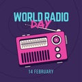 World Radio Day 80s retro color style poster background design vector illustration