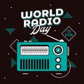 World Radio Day vintage retro poster background design vector illustration