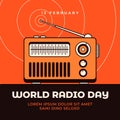 World Radio Day vintage retro poster background design vector illustration