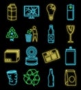 World recycles day icon set vector neon