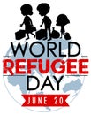 World Refugee Day on June 20 banner with people silhouette