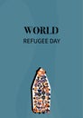 World refugee day or migrants day Concept. immigration or refugee help. arrived on Lesvos in inflatable dinghy boats they stay