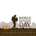 World Refugee Day vector illustration and black color text effect, painful illustration, sorrow, Pain, Refugee, white, Barbed wire Royalty Free Stock Photo