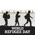 World Refugee Day vector illustration and black color text effect painful illustration, sorrow, Refugee, Refugee day, pain. Royalty Free Stock Photo