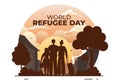 World Refugee Day Vector Illustration on 20 June of Immigration Family and Their Kids Walking Seek Home with Fence Iron Wire Royalty Free Stock Photo