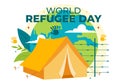 World Refugee Day Vector Illustration on 20 June of Immigration Family and Their Kids Walking Seek Home with Fence Iron Wire Royalty Free Stock Photo