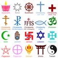 World Religion Colorful Icons Royalty Free Stock Photo
