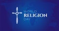 World Religion Day Blue Background Illustration Design with Abstract Christian Cross