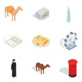 World religion icons set, isometric style