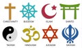 World religion symbol icon set on white background, 3D vector co Royalty Free Stock Photo