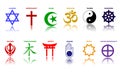 World religion symbols colored signs of major religious groups and religions.