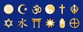 World Religions, Gold on Royal Blue Royalty Free Stock Photo