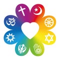 World Religions Symbols Rainbow Colored Flower Love Symbol Royalty Free Stock Photo