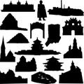 World-renowned architecture and relics silhouette