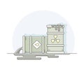 World Resource with Metal Tanks Having Nuclear Radioactive Waste Line Vector Illustration Royalty Free Stock Photo