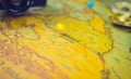 World retro map - focusing on North America close-up. Vintage tone style Royalty Free Stock Photo