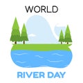 World River Day Vector Illustratio Royalty Free Stock Photo