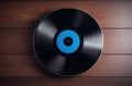 vinyl record on a wooden wall, classic retro music, dark boards