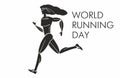 World Running Day. Beautiful woman athlete runs. Stylized silhouette