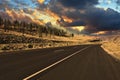 The world's best American road to sunset Royalty Free Stock Photo