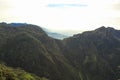 World's End aerial panoramic view on sunrise. Worlds End is located in Horton Plains National Park of Nuwara Eliya Royalty Free Stock Photo