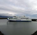 The world`s first electric ferry as seen at a terminal in Iceland
