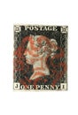 World's first stamp, Penny Black, Great Britain 1840