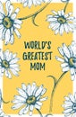 World s Greatest Mom poster on vector daisies