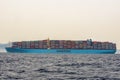 World`s largest cargo ship crossing the Strait of Gibraltar