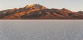The world`s largest salt flat, Salar de Uyuni in Bolivia, photographed at sunrise Royalty Free Stock Photo