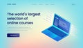 The world\'s largest selection of online courses Landing Page Template with Gradient Background and Isometric 3d
